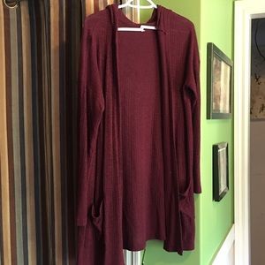 American Eagle Hooded Cardigan With Pockets